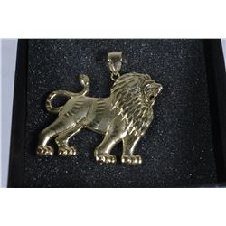 10K GOLD LION PENDANT 2" ACCROSS