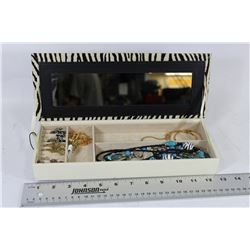 NEW TUSCANY ZEBRA PRINT JEWELLERY BOX W/ CONTENTS