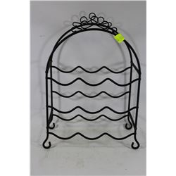 BLACK METAL TABLETOP WINE RACK - HOLDS 9 BOTTLES