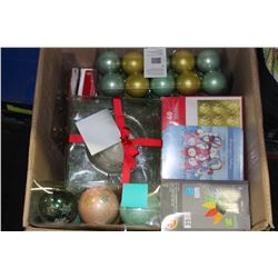 LARGE BOX OF NEW CHRISTMAS DECORATIONS & CHRISTMAS