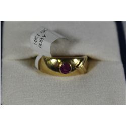 #15 14 KT YELLOW GOLD NATURAL RUBY RING