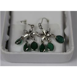 #30 14 KT GOLD EMERALD EARRINGS