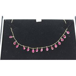#86 14 KT YELLOW GOLD NATURAL RUBY NECKLACE