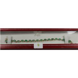 #9 10 KT GOLD NATURAL EMERALD TENNIS BRACELET