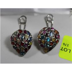 #14 .925 STERLING SILVER MULTI GEMSTONE EARRINGS