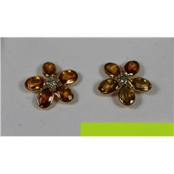 #46 14 KT GOLD NATURAL YELLOW SAPPHIRE EARRINGS