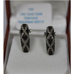 #102 14 KT GOLD BLACK AND WHITE DIAMOND EARRINGS