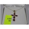 Image 1 : #46 14 KT GOLD RUBY DIAMOND CROSS PENDANT NECKLACE