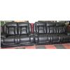 Image 1 : NEW BLACK PERFORATED LEATHER RECLINING SOFA W
