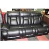 Image 2 : NEW BLACK PERFORATED LEATHER RECLINING SOFA W