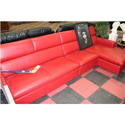 RED LEATHERETTE LARGE 3 PC SECTIONAL