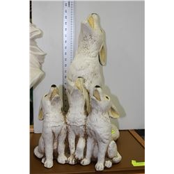 PAIR OF CERAMIC HOWLING DOG ORNAMENTS