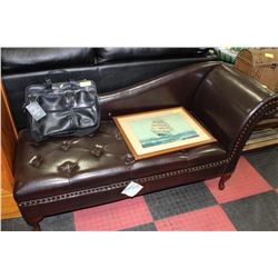 NEW BROWN LEATHERETTE STORAGE CHAISE LOUNGE