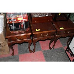 WOOD END TABLE W/ DRAWER X3