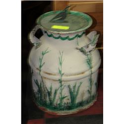 VINTAGE PAINTED CREAM CAN W/ SUNDIAL