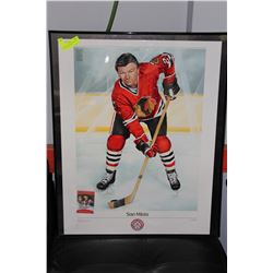FRAMED STAN MIKITA PRINT WITH SIGNED HOCKEY CARD