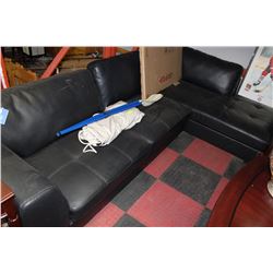 BLACK LEATHERETTE L SHAPE SECTIONAL