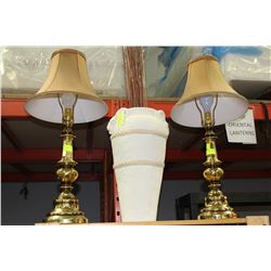 SET OF 2 BRASS LAMPS - 30" TALL - WORKING