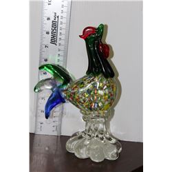 ART GLASS ROOSTER - 9.5" TALL