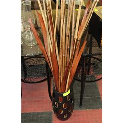 DECORATIVE VASE WITH BAMBOO POLES