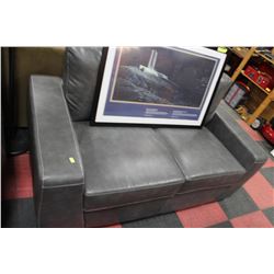 NEW GREY LEATHERETTE LOVE SEAT