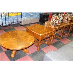 ESTATE SKLAR AND PAPLAR WOODEN 3 PC COFFEE TABLE SET