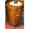 Image 1 : ROUND WOODEN END TABLE W/ 2 DOORS