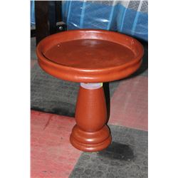 DARK RED CEMENT BIRD BATH