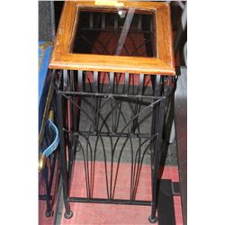 GLASSTOP INLAYED IN WOOD & METAL PLANT