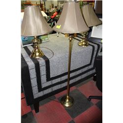 SET OF TWO TABLE LAMPS & ONE FLOOR LAMP - 3 STAGE