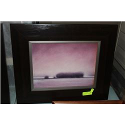 DARK BROWN WOOD FRAMED SCENIC PICTURE -