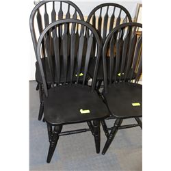 BLACK WOODEN SIDE CHAIRS X4