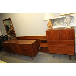 TEAK BEDROOM SUITE INCLUDES - DRESSER & MIRROR,