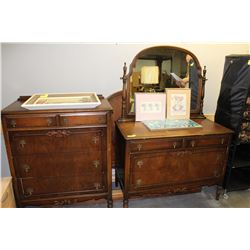 1940'S BEDROOM SUITE INCLUDES - CHEST W/ DRAWERS,