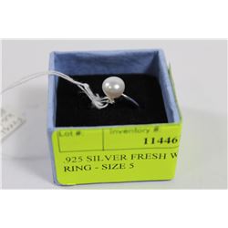 .925 SILVER FRESH WATER PEARL RING - SIZE 5