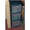 Image 1 : 3 DRAWER PLASTIC STORAGE UNIT W/ CONTENTS