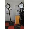 Image 1 : 2 METAL STANDING CLOCKS SOLD W/ SHELF