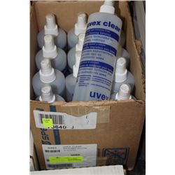 BOX W/ 12 BOTTLES OF UVEX CLEANER