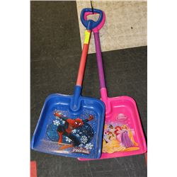 PAIR OF CHILDRENS SNOW SHOVELS AS THEY COME