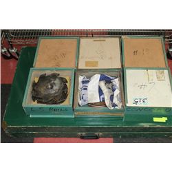 LARGE WOODEN BOX OF ASSORTED PLANER DISCS