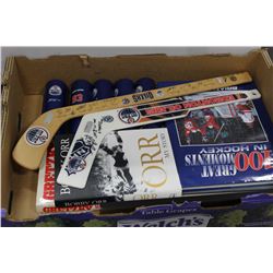 FLAT OF ASSORTED HOCKEY MEMORABILIA INCLUDES -