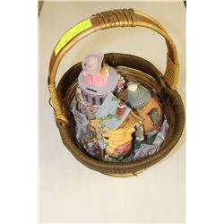 3 PENNY BANKS IN BASKET