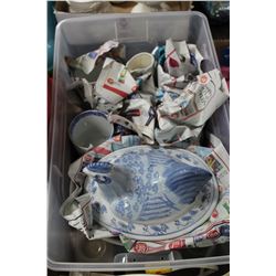 BLUE ROOSTER CUPS, AND CREAM & SUGAR SET