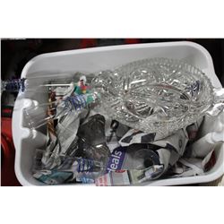 BOX OF LIQUOR SET & BUTTER DISH