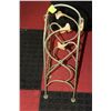 Image 1 : GREEN METAL TABLETOP WINE RACK W/ FLOWER MOTIF