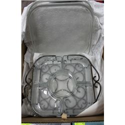 BOX W/ GLASS VEGETABLE DIP & SERVING TRAY SET