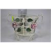 Image 1 : WHITE METAL PLANT STAND WITH PINK ROSES