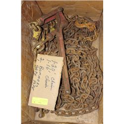 TWO CHAINS - 20FT & 16FT AND TWO BOOMERS & SNIP