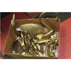 BOX OF BRASS FIGURES