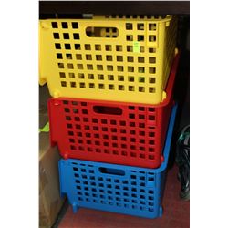 SET OF 3 STACKING COLOURED CHAIRS